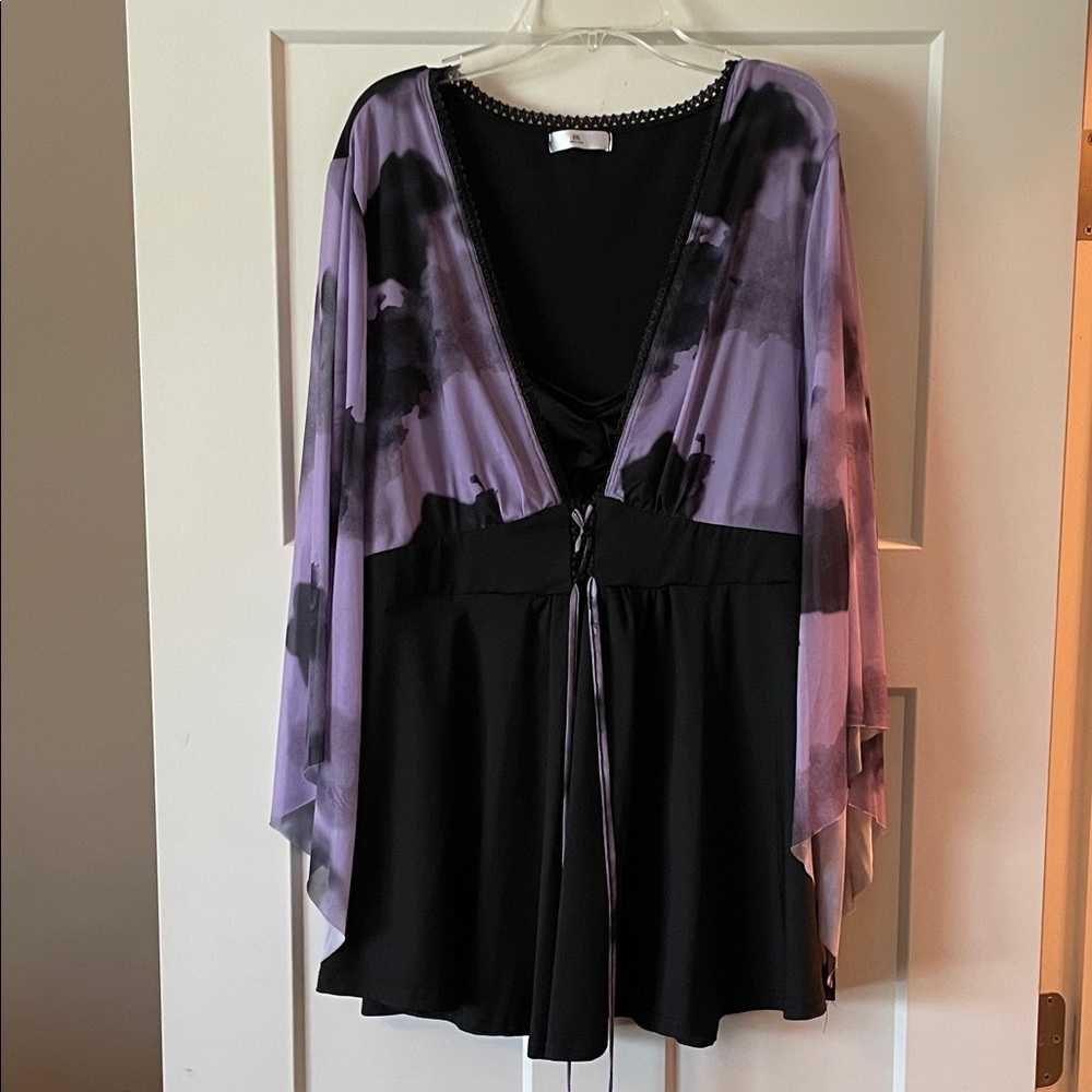 Elegant Purple and Black Kimono Top | Size 2X | Worn Once